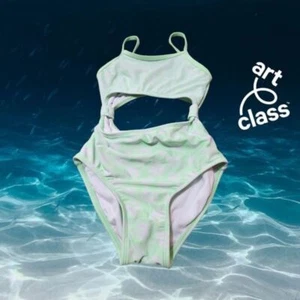 Art Class Girl's One Piece Monokini Mint Floral Print M(8) - Picture 1 of 8