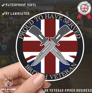 British Veteran Decal | Union Jack with Crossed Bayonets | UV Laminated - Picture 1 of 4