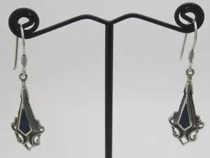 BELLISSIMI ORECCHINI PENDENTI VINTAGE BOMA ESTATE LAPISLAZZULI ARGENTO STERLING, 1 & 11/16" - Foto 1 di 1
