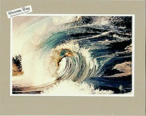 AWESOME 20 FOOT HIGH WAIMEA BAY SHOREBREAK PHOTOGRAPH ON 8X10" TAN MATT - Picture 1 of 1