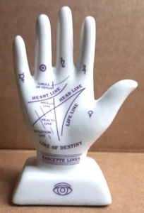 Ceramic Palmistry Ring Holder H: 8.5cm Palm Reading Lines Fortune Telling - Bild 1 von 4