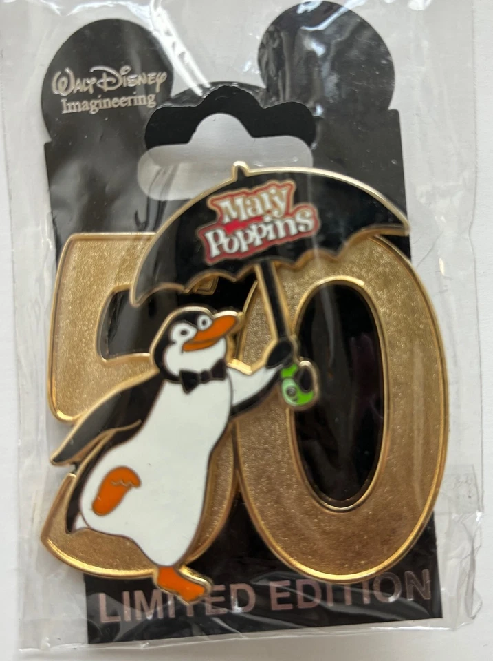 WDI Disney 50th Mary Poppins Pingüino con Paraguas Polly LE 250 Prendedor y Embalaje Foto 1 de 1