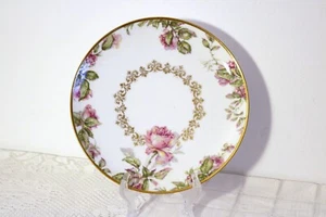 HAVILAND CO LIMOGES FRANCE H1848 Pink Rose Gold Verge 8 3/4 Coupe Luncheon Plate - Picture 1 of 9