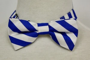 Crewcuts J Crew Boys Bowtie Bow Tie Blue White Striped check Clip On Adjustable - Picture 1 of 3