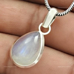 Pear Crown Chakra Rainbow Moonstone 925 Sterling Silver Pendant - Picture 1 of 7