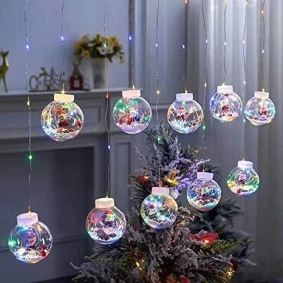 Warm White Christmas Wishing Ball LED Curtain Lights Fairy String Xmas Home Deco - Image 1 of 4