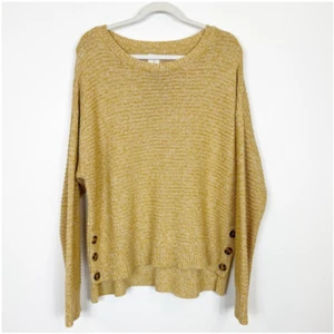 Joie Chunky Knit Sweater Side Button Detail Yellow / Gold Women's Size XL - Picture 1 of 9