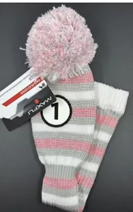 MAXFLI Vintage Style Golf Knit Head Cover W/ Pom, Driver (1) Pink White & Gray - Picture 1 of 5