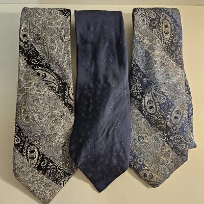 Juego de 3 Corbatas Paco Rabanne Paris Para Hombre Corbata Rayas Paisley Seda Italia DE COLECCIÓN Foto 1 de 3