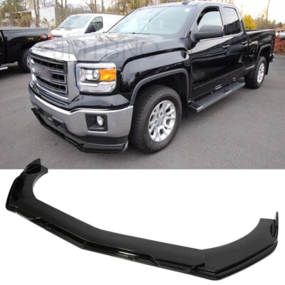 Kit de carrocería divisor alerón labial parachoques delantero brillante accesorios para GMC Sierra 1500 Foto 1 de 4