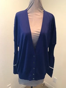 Alexander Wang Royal Blue Cardigan Sweater Long Sleeve Size Lg - Picture 1 of 6