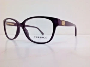 Versace Vista md 3177 Plastic Dark Purple Round Gold Logo Eyeglasses €170 - Picture 1 of 1