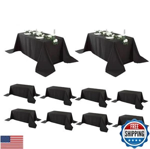 Craft And Party 10 Pack Rectangle Tablecloth, 90 x 132 Inch Black Table Cloth - Picture 1 of 5