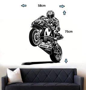 Pegatina de vinilo para motociclista de motocicleta de moto arte de pared niños dormitorio garaje sala de juegos - Imagen 1 de 8