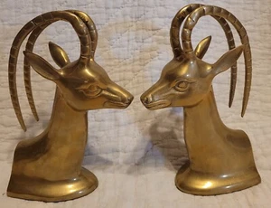 Vintage Mid Century Antilope Gazelle Messing Buchstützen - Bild 1 von 15