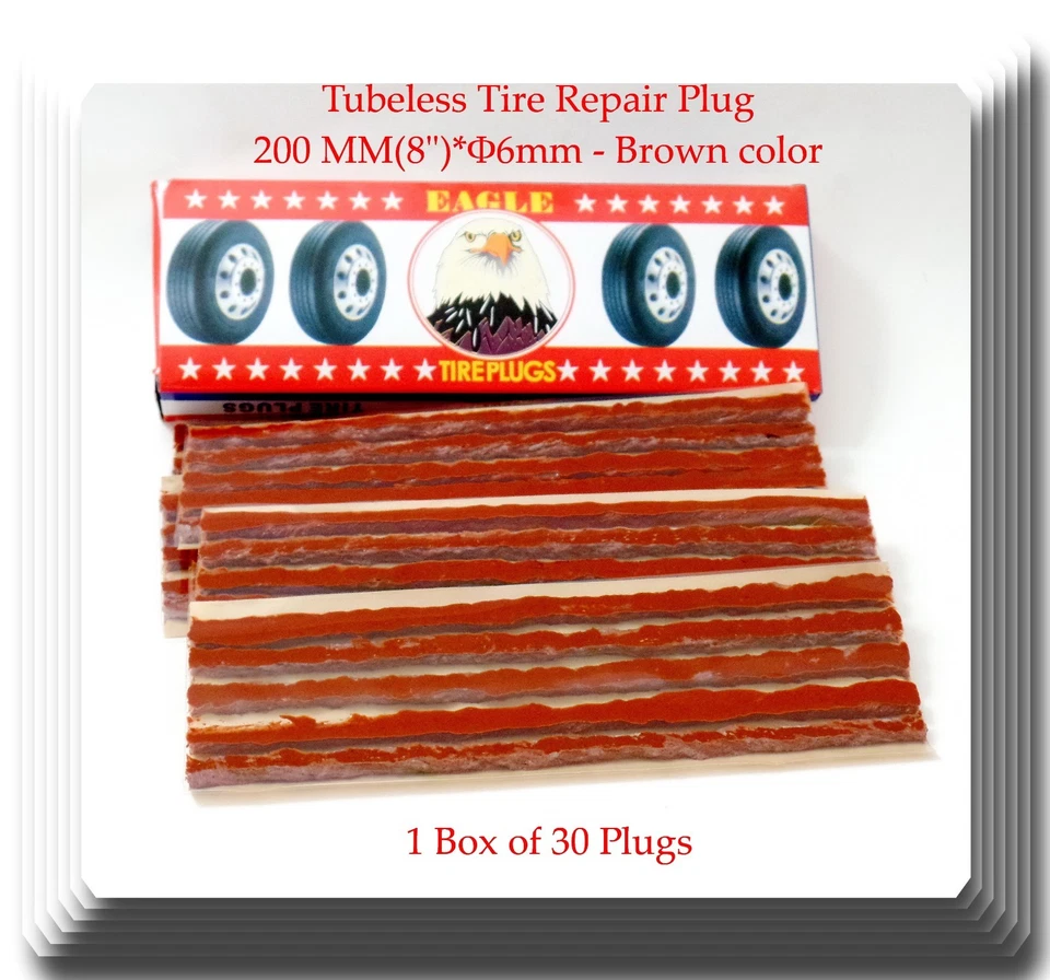 1 Box of 30 Trucks Seals Tire Repair Plugs Self VulCanIzing Tubeless 8" x 1/4" - Image 1 of 1