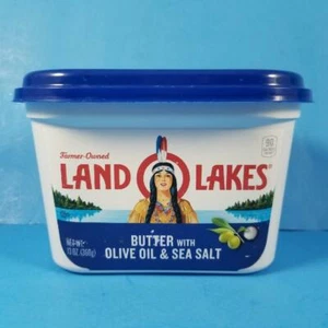 Land O Lakes Butter Tub Container with Mia Older Retired Logo Blue Lid 13 oz #5 - Picture 1 of 6