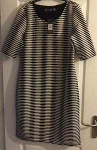 Principles Black And White Ripple Dress, Size 16 - Bnwt - Picture 1 of 2