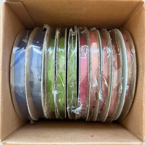 10 ROLLS 50 EACH PULL STRING BOWS HOLLYWOOD RIBBON 2 BLUE 3 LIME 5 PINK - Picture 1 of 11
