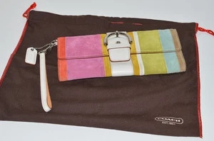Bolso sin asas Coach Vintage Soho a rayas de cuero multicolor billetera teléfono - Imagen 1 de 9