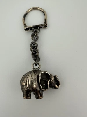 VINTAGE Solid Sterling Silver Detailed ELEPHANT KEY RING Pendant 32+ grams - Image 1 of 4
