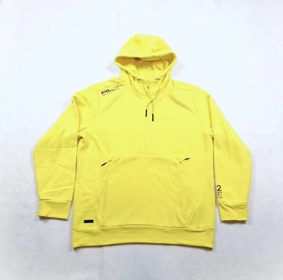 Moletom com capuz Ralph Lauren RLX Performance meio zíper amarelo casual golfe tamanho G NOVO RARO - Imagem 1 de 4