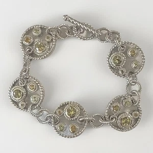 Judith Ripka Multi Gemstone Sterling Silver Link Bracelet - RARE! - Picture 1 of 4