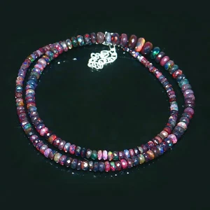 Collar hecho a mano con cuentas de ópalo rondelle facetadas grado AAA 6452--285 - Imagen 1 de 4
