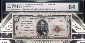 1929 5 $ National Currency *LEXINGTON* KY Fr#1800-2 PMG CU 64 CH#906 *TYPE 2* - Bild 1 von 7