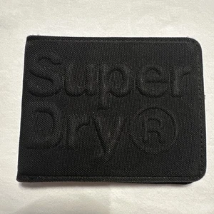Superdry Black Canvas Wallet Bifold Card Holder ID bag - Picture 1 of 14