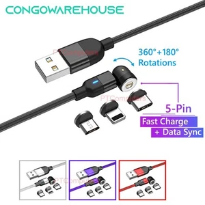 Magnetic Fast Charging Data Cable 3in1 Phone Charger for Micro USB Type C iPhone - Picture 1 of 15