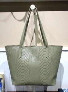 GiGi New York Teddie Tote Leather Python Embossed New w Tags Sage Green - Picture 1 of 9