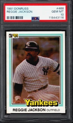 PSA 10 - 1981 Donruss #468 Reggie Jackson New York Yankees Salón de la fama Foto 1 de 2