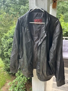 Sergio Valente Leather Jacket Men’s Size 1XB Large Brown Lined Purp Bomber Coat - Picture 1 of 18