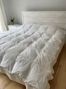 NEW THRESHOLD Down Full/Queen Comforter Cotton Blend White 90” x 94" - Picture 1 of 6