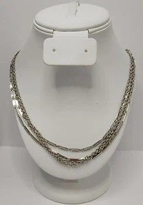 Vintage 4 Strand 21" Long Necklace 2 Bar & 2 Chain Strands EUC - Picture 1 of 6