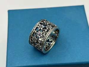 Genuine Pandora Forget Me Not Purple CZ RING 190991ACZ RETIRED 52 USA SIZE 6 - Picture 1 of 8