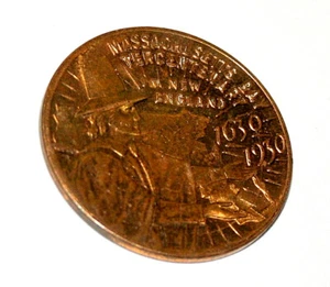Souvenir Massachusetts Bay Tercentenary 1930 New England AU Token Coin Nice - Picture 1 of 2