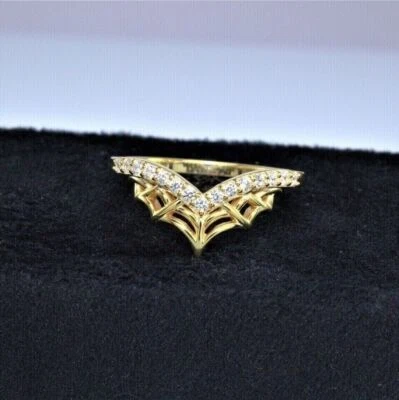 1.50Ct Round Lab Created Diamond Curved Engagement Ring 14K Yellow Gold Plated - Image 1 of 4