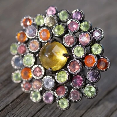 Spinell Ring in unglaublichen Farben ca. 35 ct Silber rhodiniert Handarbeit - Bild 1 von 4