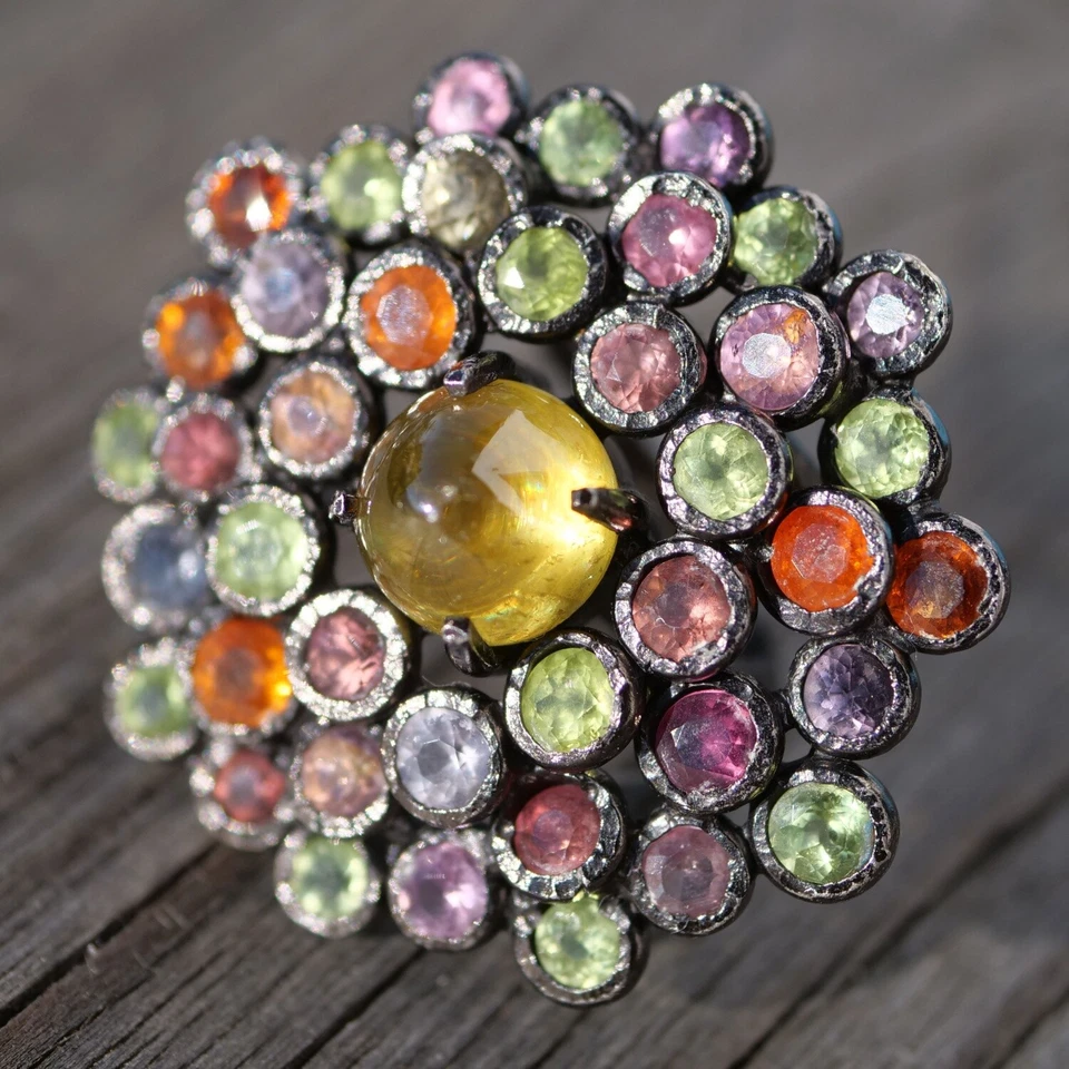 Spinell Ring in unglaublichen Farben ca. 35 ct Silber rhodiniert Handarbeit - Bild 1 von 4