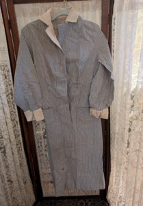 Uniforme de enfermería vintage de principios de 1930 azul blanco a rayas vestido vaquero lote #3 - Imagen 1 de 15