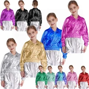 Unisex Kids Blazer Baseball Coats Streetwear Outwear Disco Jacket Girls Dance - Picture 1 of 104