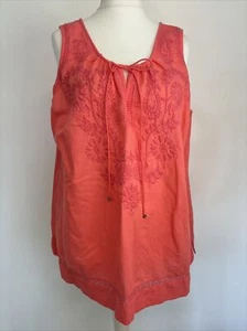 MONSOON LINEN & COTTON EMBROIDERED SLEEVELESS BLOUSE SIZE 18 - Picture 1 of 13