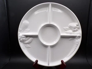 Vintage Over & Back Portugal 5 Section Divided Server Platter 14" Embossed D25 - Picture 1 of 7