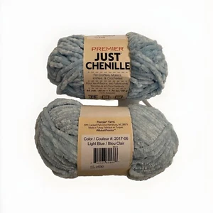 Brandneu 2 Knäuel Premier Just Chenille Garn - hellblau 2x65 Yards - Bild 1 von 2