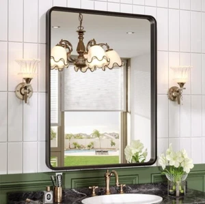 Specchio bagno con cornice in metallo nero da parete 22" x 30" - Foto 1 di 5