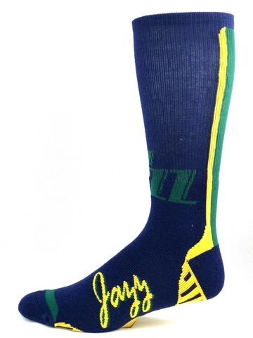 Utah Jazz Basketball Navy Yellow & Green Vortex Deuce Crew Socks Cover