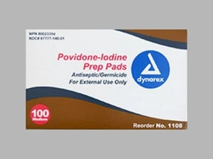 SM Dynarex Povidone-Iodine Prep Pads - Pack of 100 Pads - Picture 1 of 1