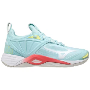 RRP $200! Mizuno | Womens Wave Momentum 2 NB Netball (Clear Water/White/Cayenne) - Picture 1 of 6